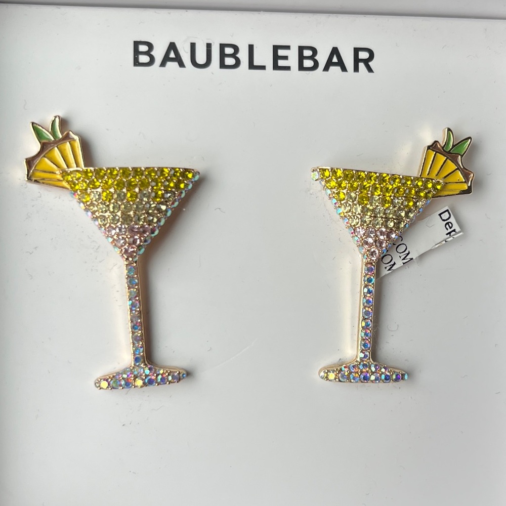 BaubleBar Sparkling Yellow and Silver Cocktail Earrings